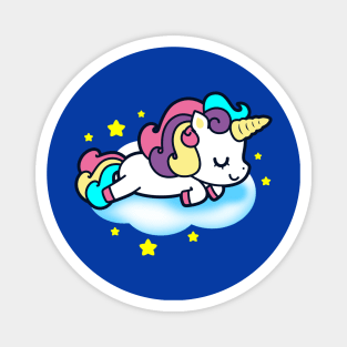 Cute Kawaii Unicorn Sleeping on Clouds Unicorn Gift for Kids Magnet